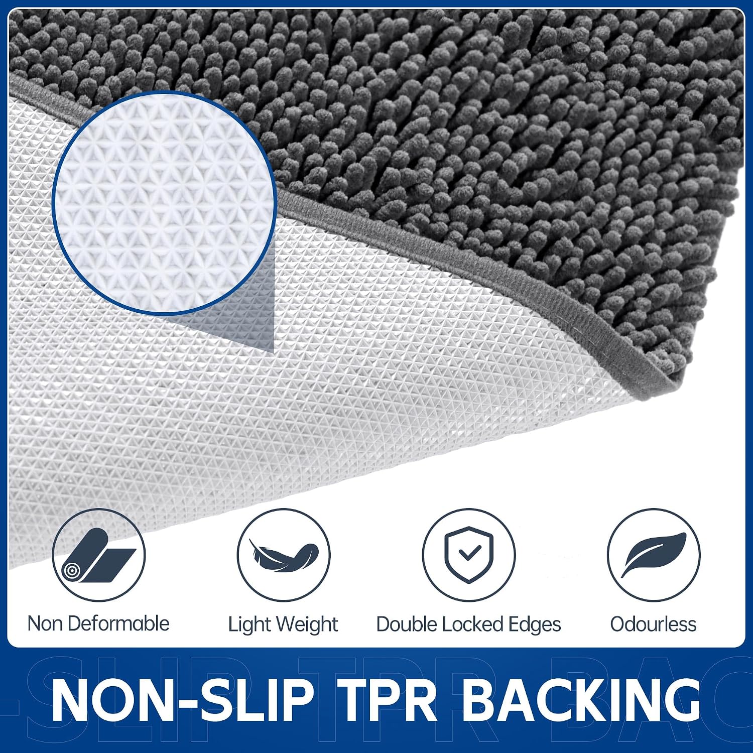 Naturei Chenille Absorbent Front Door Mat 48" x 36", Dog Door Mat for Muddy Paws, Trap Dirt Doormat - Image 4