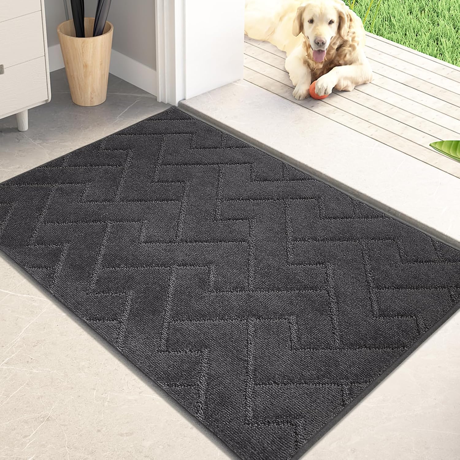 PURRUGS Dirt Trapping Door Mat Indoor Entrance, 20" x 31.5", Charcoal